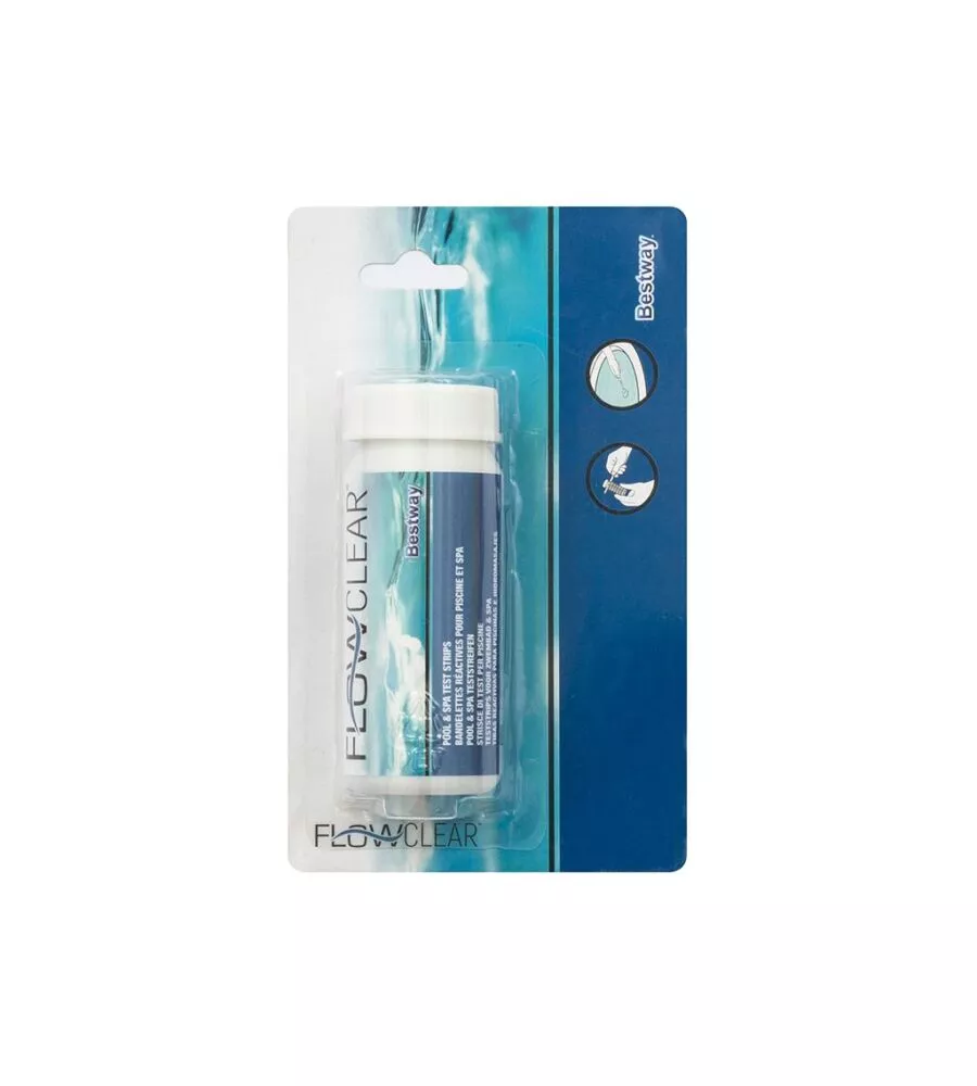 STRISCE TEST 3 FUNZIONI CLORO, PH E ALCALINITA' PER PISCINE FUORI TERRA E LAY-Z-SPA BESTWAY - COD. 58142